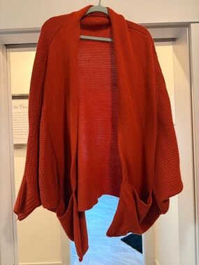 Women’s Open-Front Rust Knit Sweater Cardigan